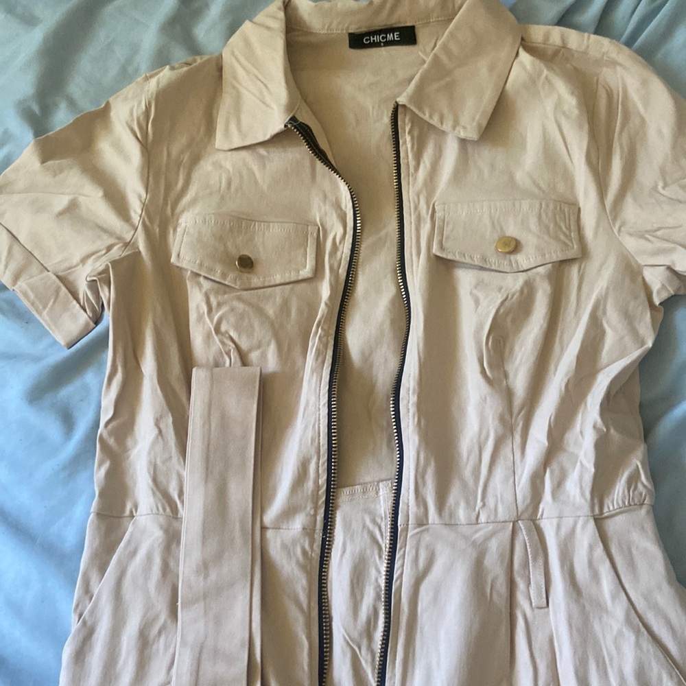 I am selling chic me tan cargo body suite with belt
